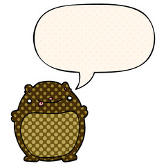 cartoon bear and speech bubble in comic book style
