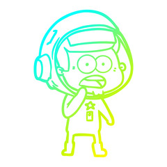 cold gradient line drawing cartoon surprised astronaut