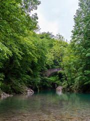 Obraz premium Napoleonov Most, Famous Bridge at the Nadiza River in Slovenia