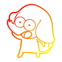 warm gradient line drawing cute cartoon elephant