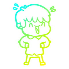 cold gradient line drawing cartoon laughing boy