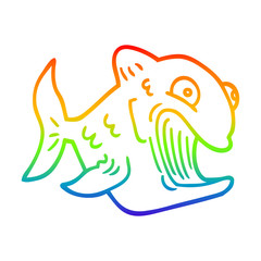 rainbow gradient line drawing funny cartoon fish