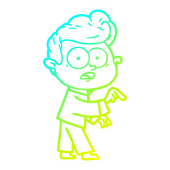 cold gradient line drawing cartoon staring man