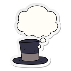 cartoon top hat and thought bubble as a printed sticker