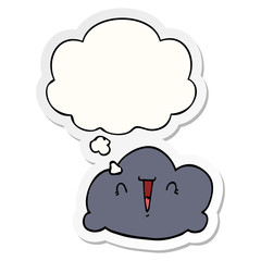 cartoon cloud and thought bubble as a printed sticker