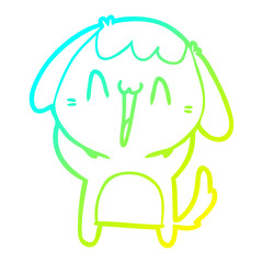 cold gradient line drawing cute cartoon dog