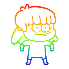 rainbow gradient line drawing cartoon smiling woman