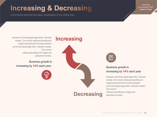 Flat business presentation brochure vector slide template with awesome layout vector color diagrams