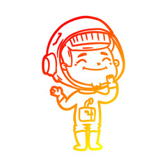 warm gradient line drawing happy cartoon astronaut