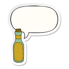 cartoon potion bottle and speech bubble sticker