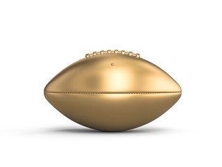 gold american football ball on a white background.