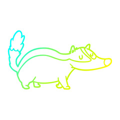 cold gradient line drawing cartoon badger