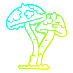 cold gradient line drawing cartoon mushroom