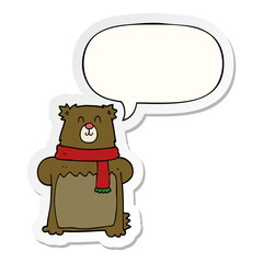 cartoon bear and speech bubble sticker