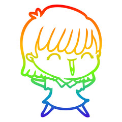 rainbow gradient line drawing cartoon woman
