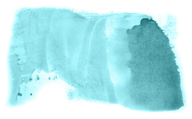 Fototapeta premium Abstract watercolor background hand-drawn on paper. Volumetric smoke elements. Blue-Green color. For design, web, card, text, decoration, surfaces.