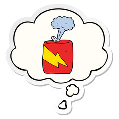 cartoon soda can and thought bubble as a printed sticker