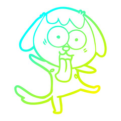 cold gradient line drawing cute cartoon dog