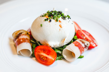 Artigiana Burrata Salad Herb marinated burrata, French cured pork shoulder and salad