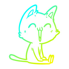 cold gradient line drawing happy cartoon cat