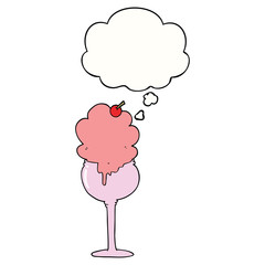 cartoon ice cream desert and thought bubble