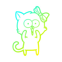 cold gradient line drawing cartoon cat