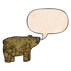 cartoon bear and speech bubble in retro texture style