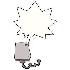 cartoon hard drive and speech bubble