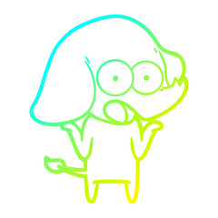 cold gradient line drawing cute cartoon elephant