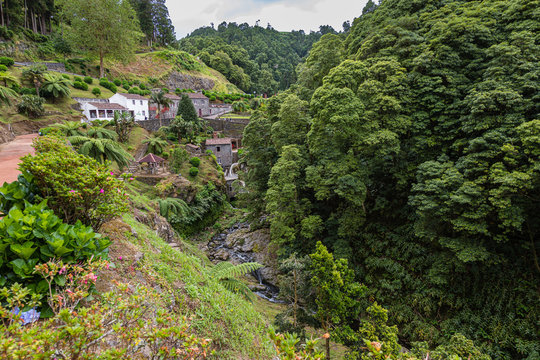 Park Natural dos Caldeiroes in the north of Sao Miguel Island over the Atlantic, Azores