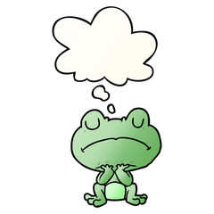 cartoon frog and thought bubble in smooth gradient style
