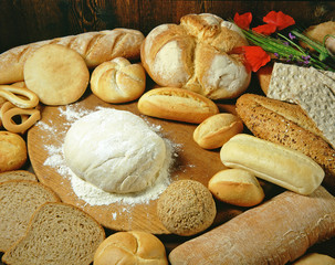 Assorted bread.