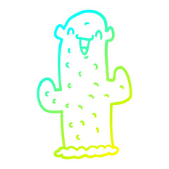 cold gradient line drawing cartoon cactus