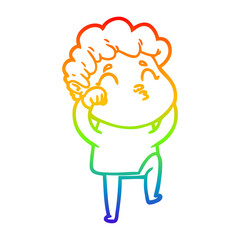 rainbow gradient line drawing cartoon man pouting