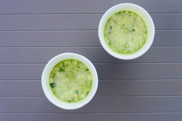 Healthy food, green soup on the table