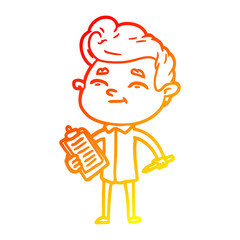 warm gradient line drawing happy cartoon man