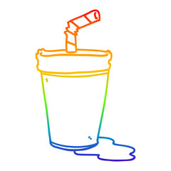 rainbow gradient line drawing cartoon soda cup