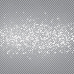 Fototapeta na wymiar Dust white. White sparks and golden stars shine with special light. Vector sparkles on a transparent background. Christmas abstract pattern. Sparkling magical dust particles.