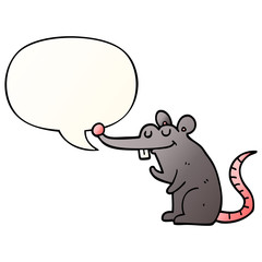 cartoon rat and speech bubble in smooth gradient style