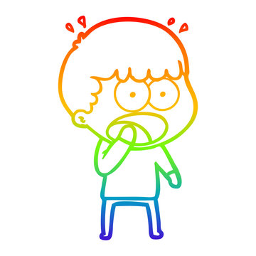 recommend clip art: rainbow gradient line drawing cartoon shocked man