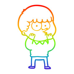 rainbow gradient line drawing cartoon curious boy