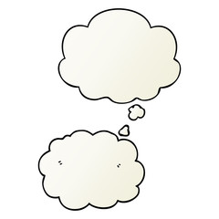 cartoon cloud and thought bubble in smooth gradient style
