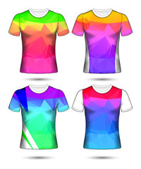  t-shirt templates abstract geometric collection of different colors polygonal mosaic