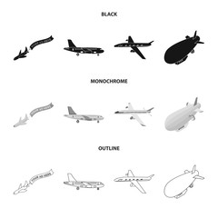 Vector illustration of transport and object logo. Set of transport and gliding vector icon for stock.