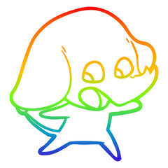 rainbow gradient line drawing cute cartoon elephant