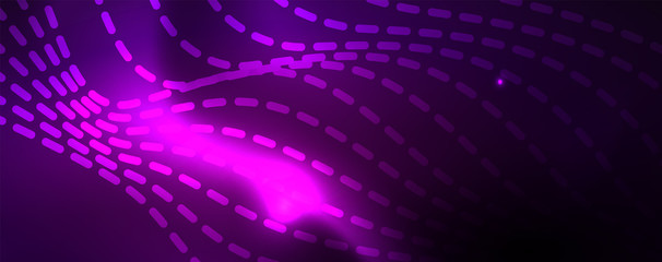 Neon vector wave lines abstract background, magic futuristic techno design