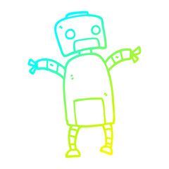 cold gradient line drawing cartoon robot dancing
