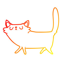 warm gradient line drawing cartoon black cat
