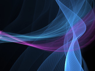 Modern 3d art on a dark background. Lines, ribbons and waves.