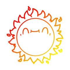 warm gradient line drawing happy cartoon sun